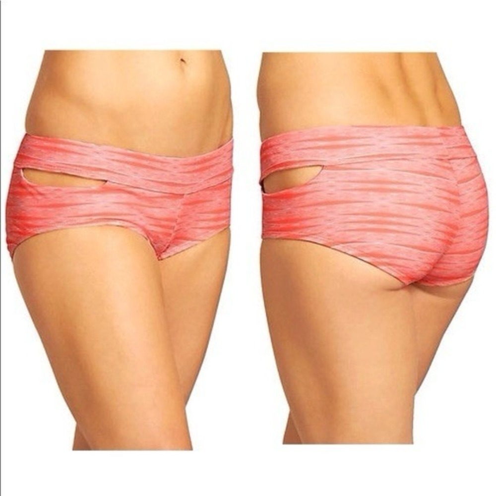 Athleta Bikini Bottom Ariel Cut Out Orange Coral Size Large Hipster NWT $54 MSRP
